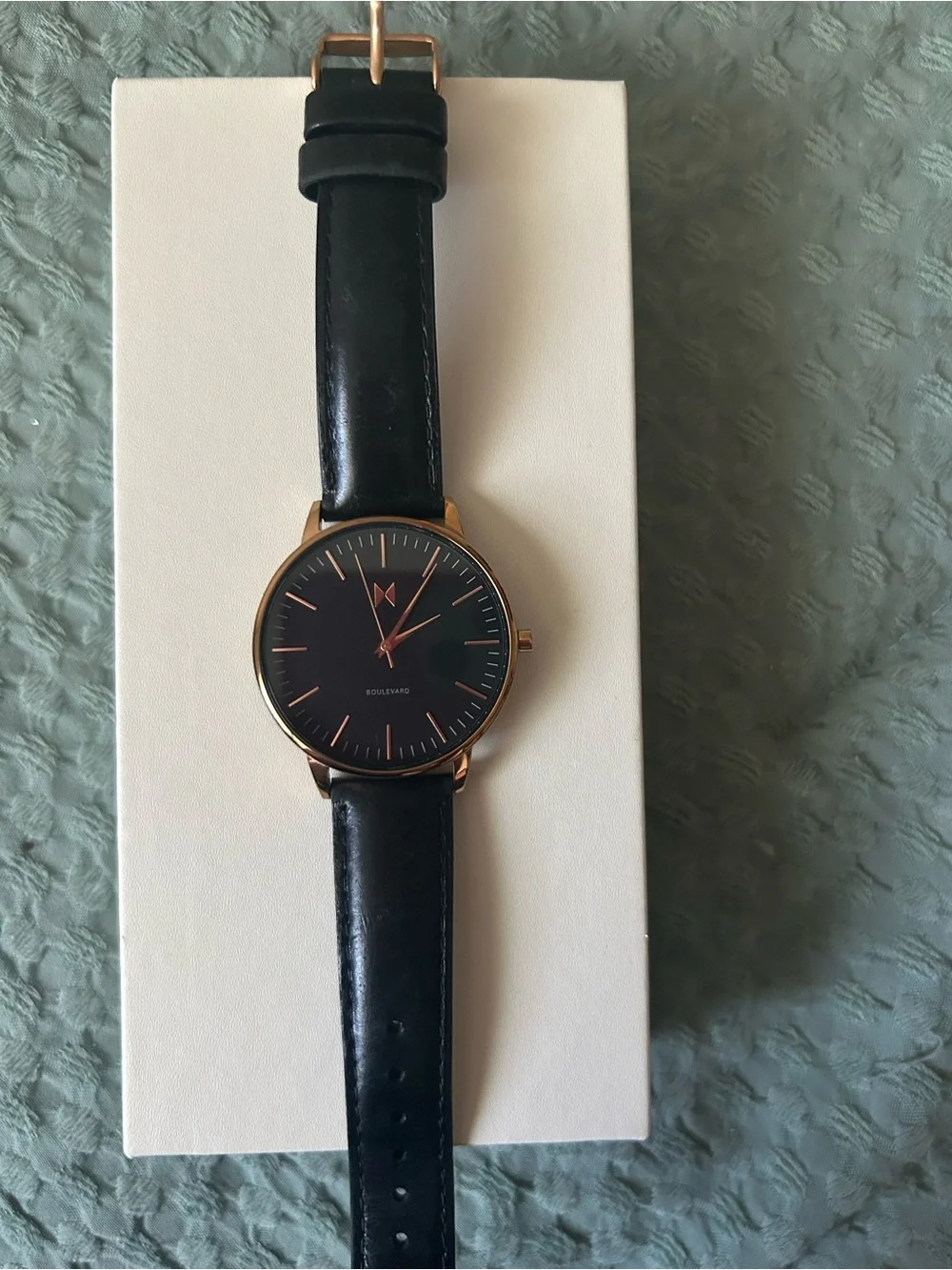MVMT Rose Gold Watch with Black Dial and Extra Black Leather Band